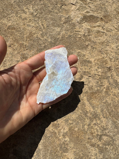 Blue Flash Moonstone Polished Slab 45g - Purple Door Alchemy
