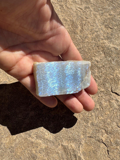 Blue Flash Moonstone Polished Slab 46g - Purple Door Alchemy
