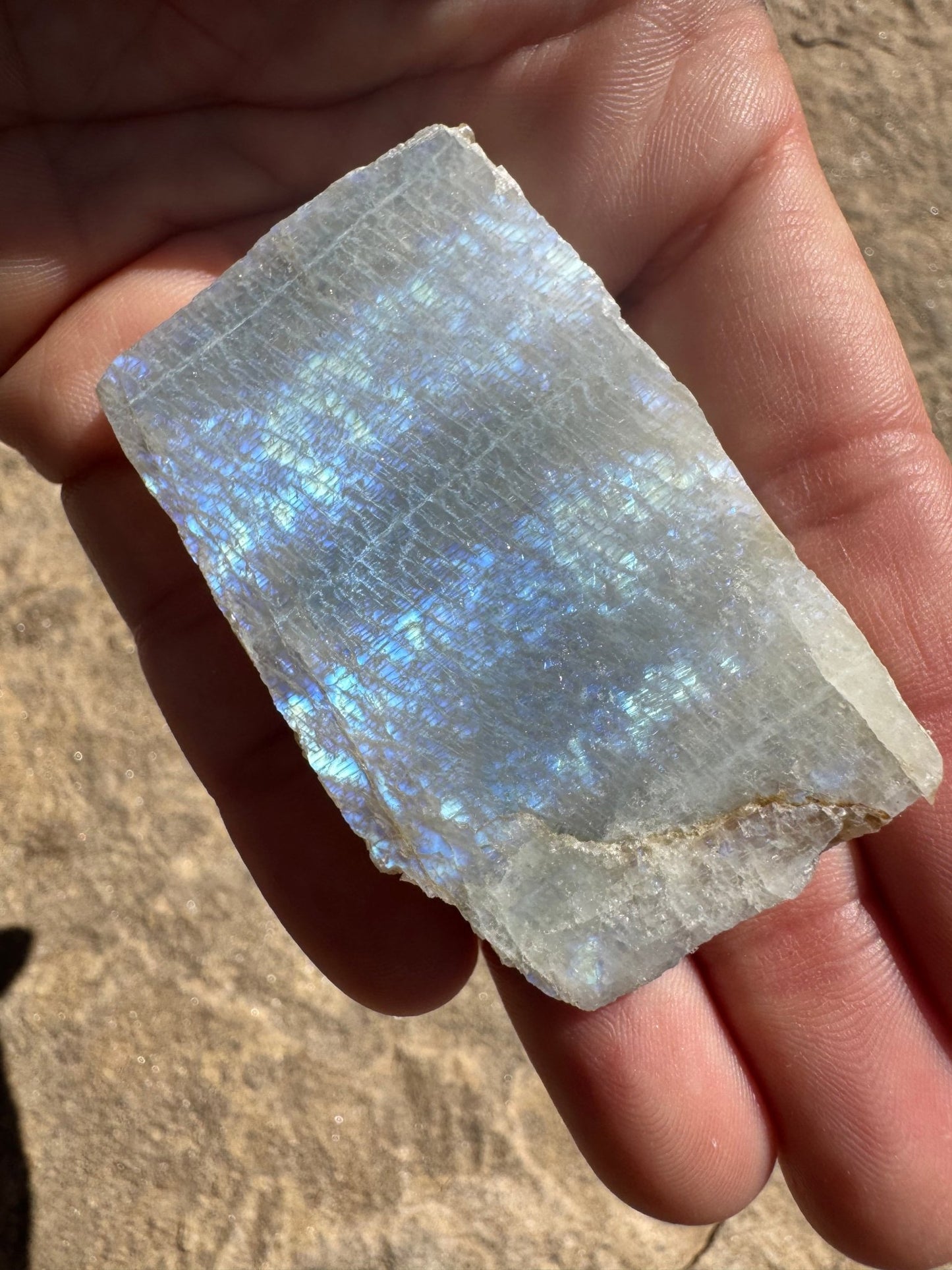 Blue Flash Moonstone Polished Slab 46g - Purple Door Alchemy