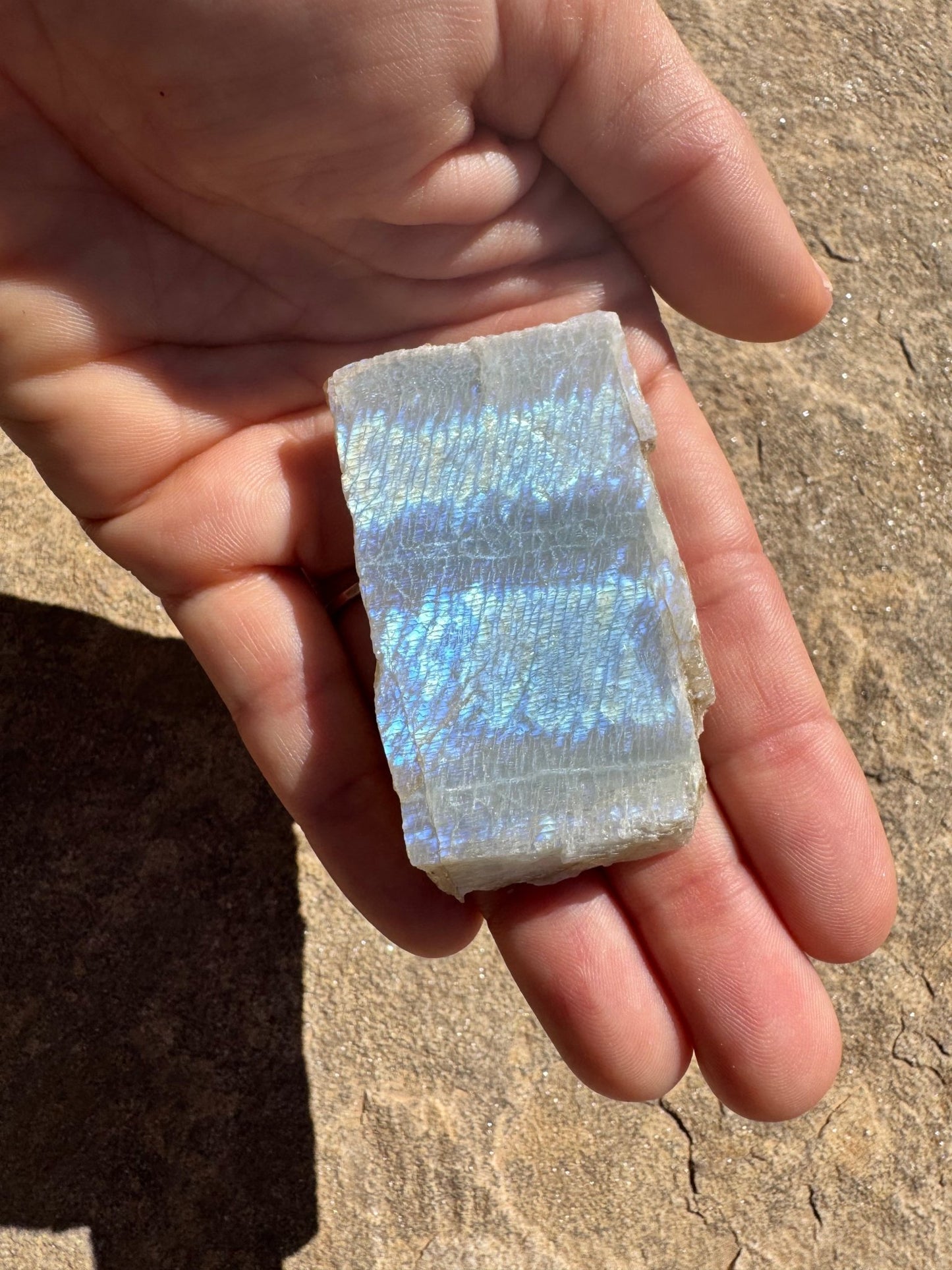 Blue Flash Moonstone Polished Slab 46g - Purple Door Alchemy