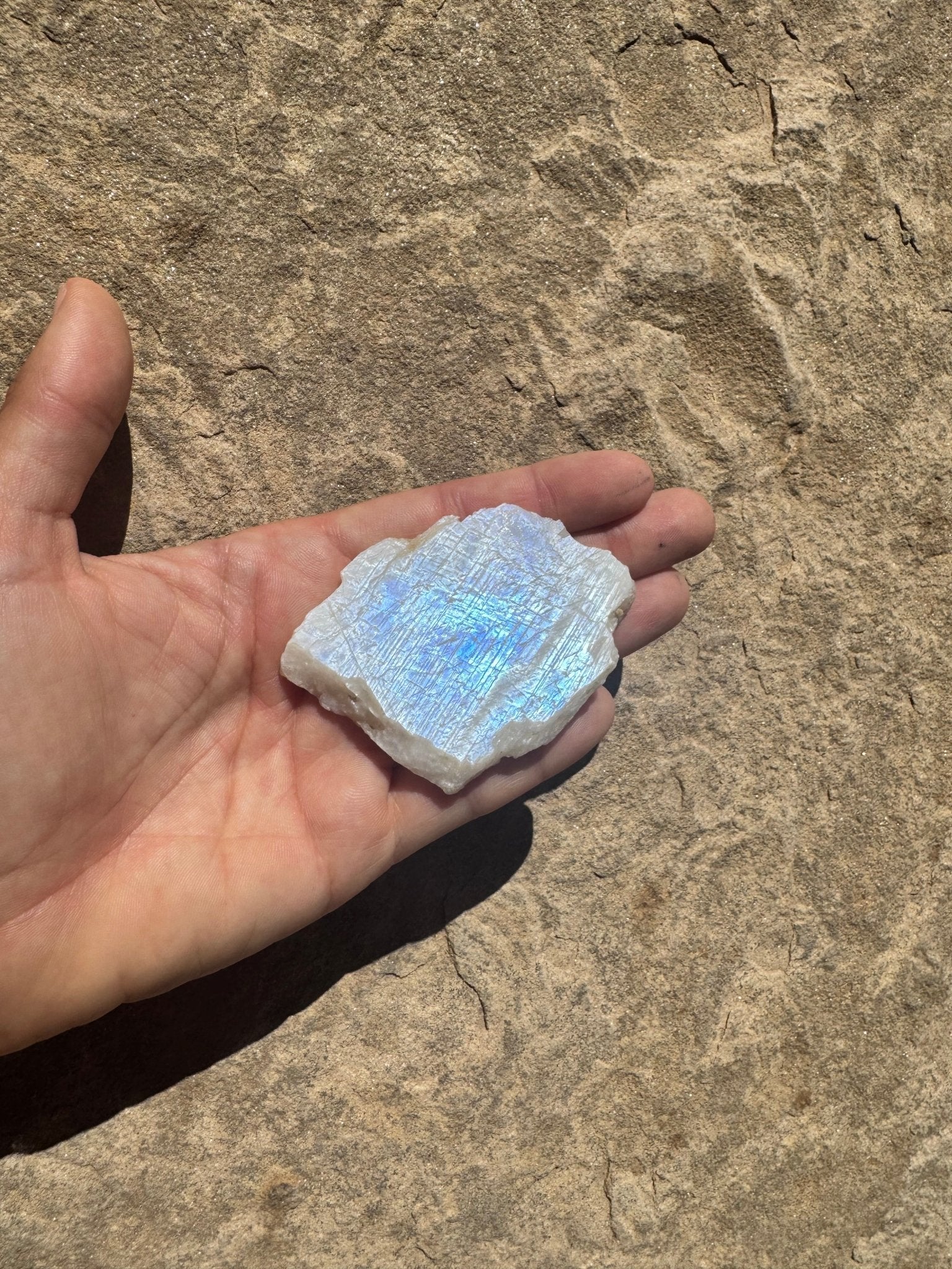 Blue Flash Moonstone Polished Slab 47g - Purple Door Alchemy