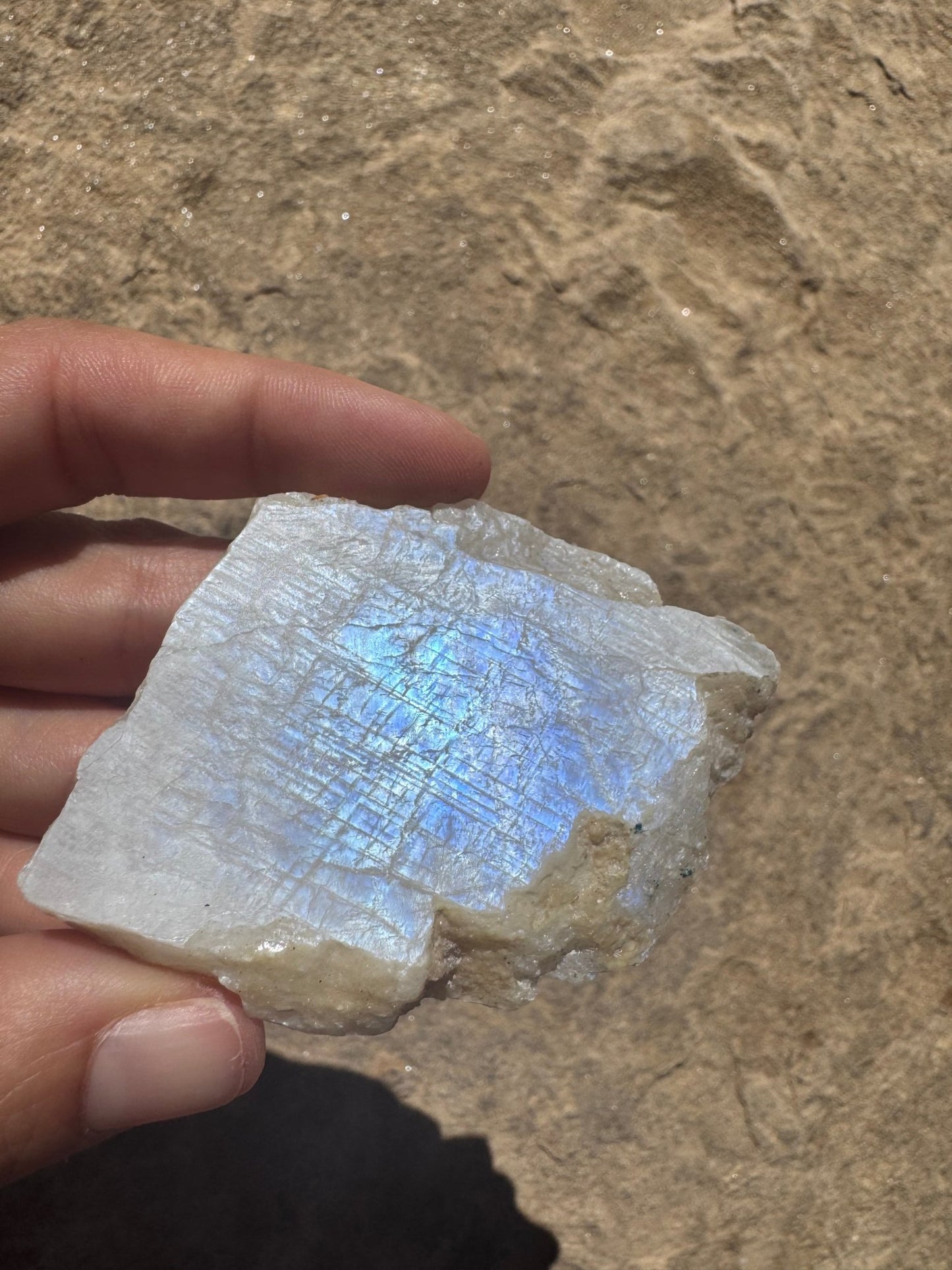 Blue Flash Moonstone Polished Slab 47g - Purple Door Alchemy