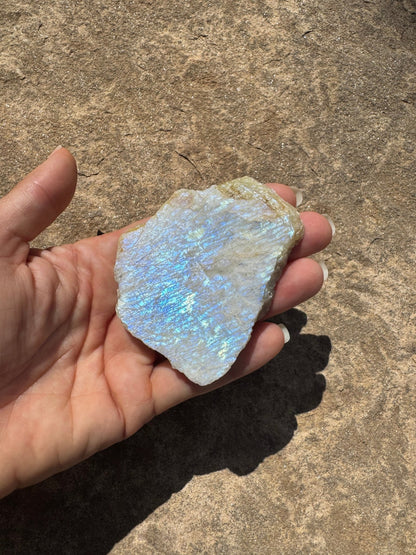 Blue Flash Moonstone Polished Slab 64g - Purple Door Alchemy