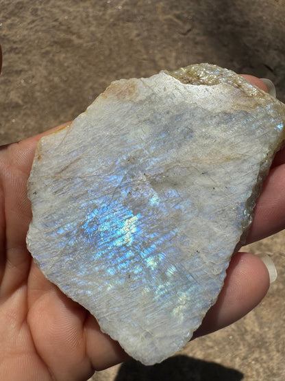 Blue Flash Moonstone Polished Slab 64g - Purple Door Alchemy