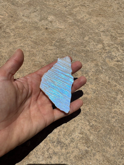 Blue Flash Moonstone Polished Slab 70g - Purple Door Alchemy