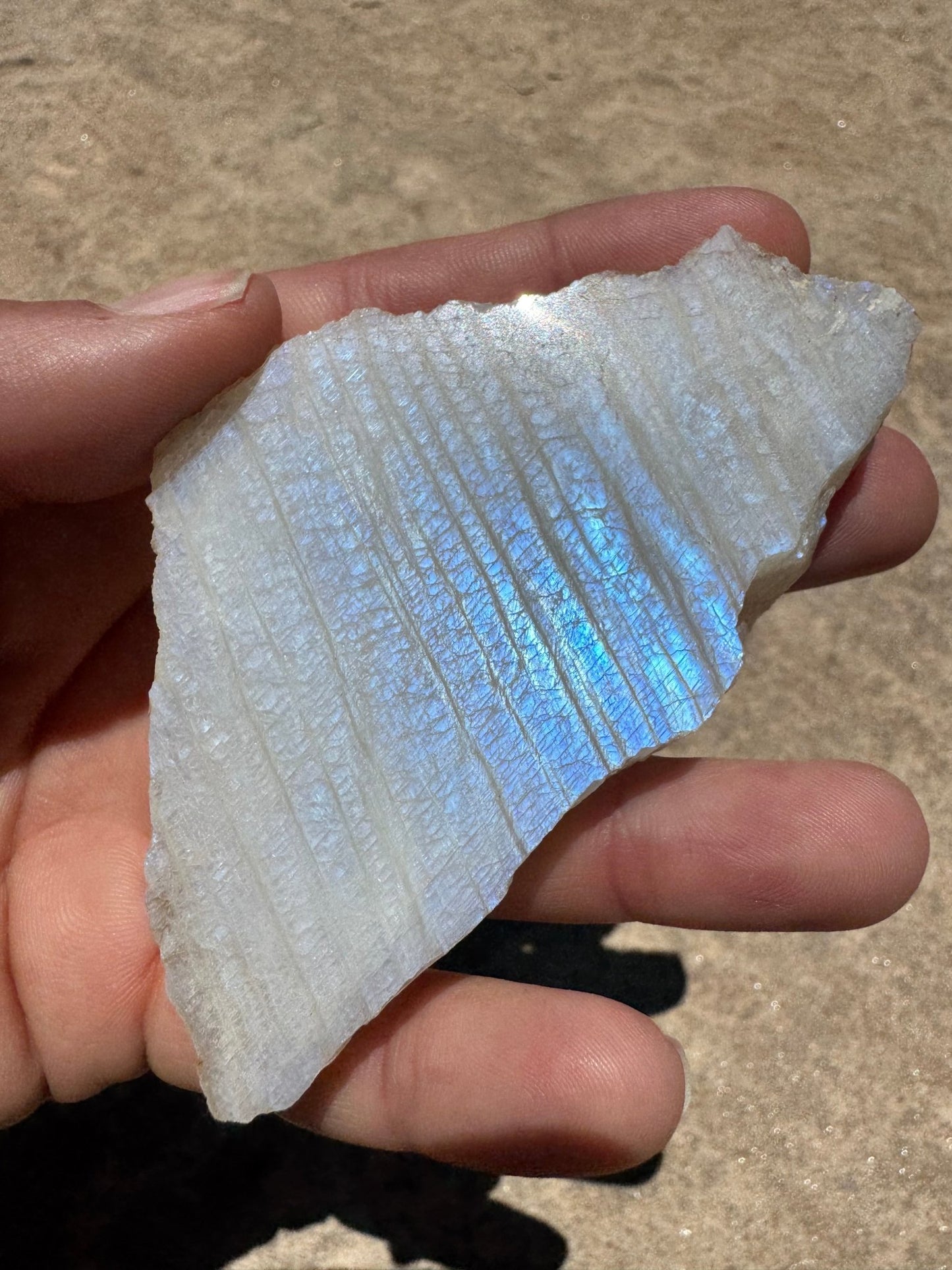 Blue Flash Moonstone Polished Slab 70g - Purple Door Alchemy