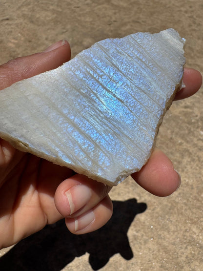 Blue Flash Moonstone Polished Slab 70g - Purple Door Alchemy