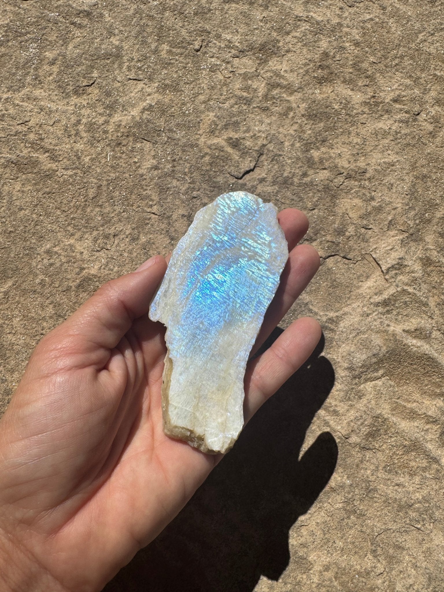 Blue Flash Moonstone Polished Slab 91g - Purple Door Alchemy