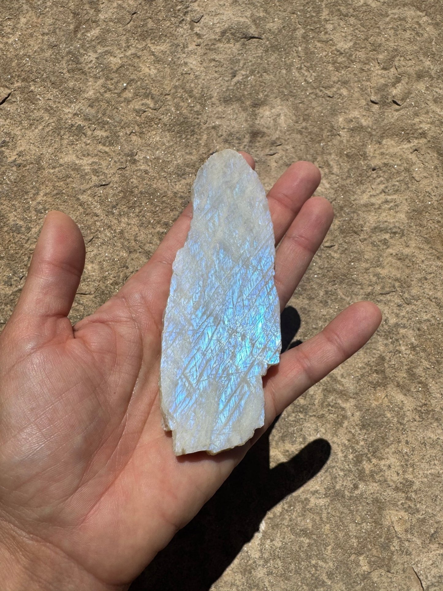 Blue Flash Moonstone Polished Slab 96g - Purple Door Alchemy