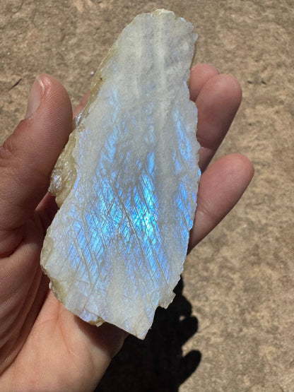 Blue Flash Moonstone Polished Slab 96g - Purple Door Alchemy
