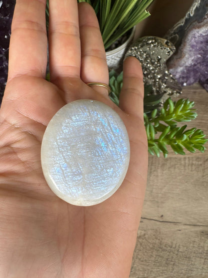 Blue Flash Palm Stone - Purple Door Alchemy