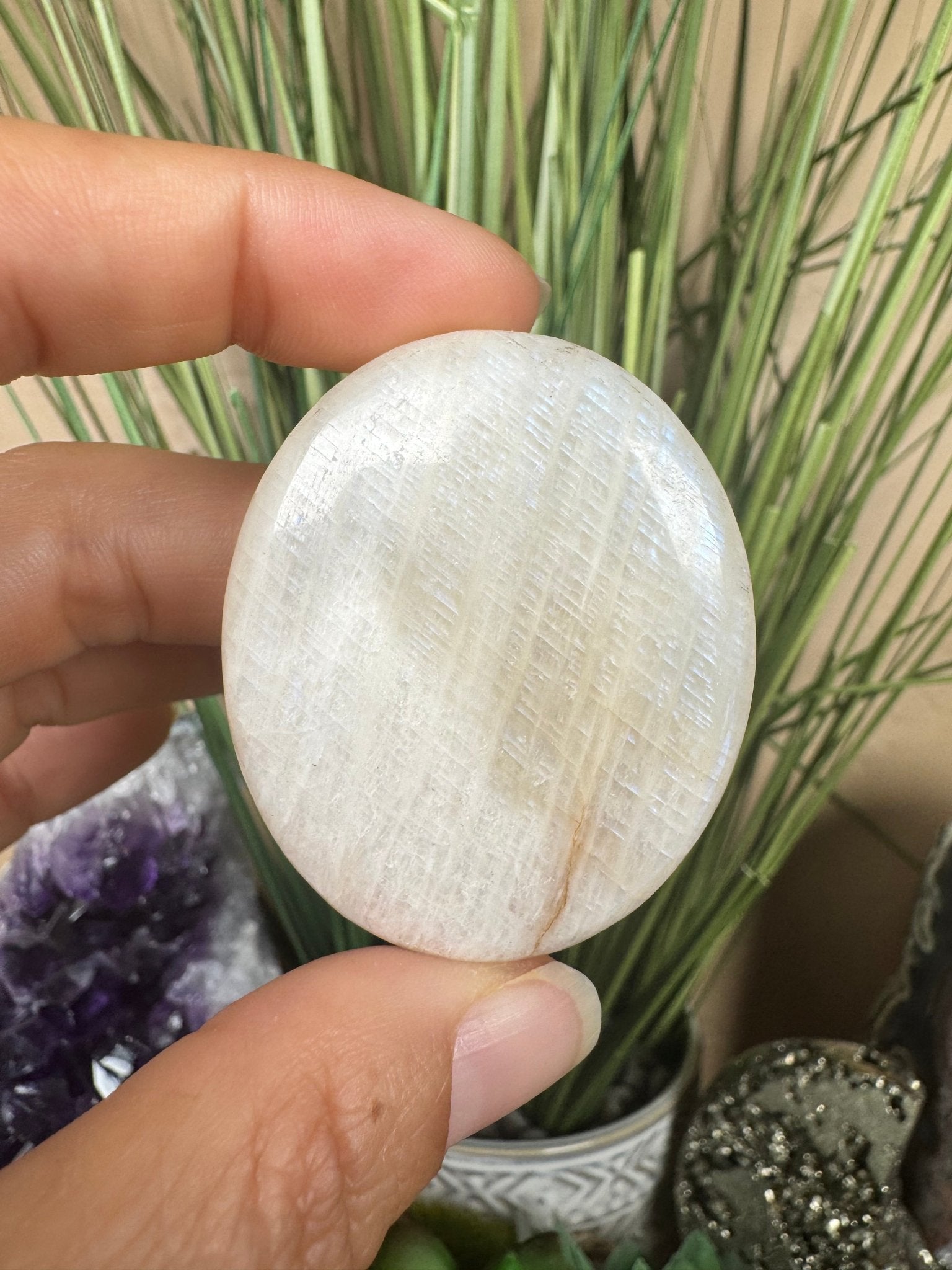 Blue Flash Palm Stone - Purple Door Alchemy