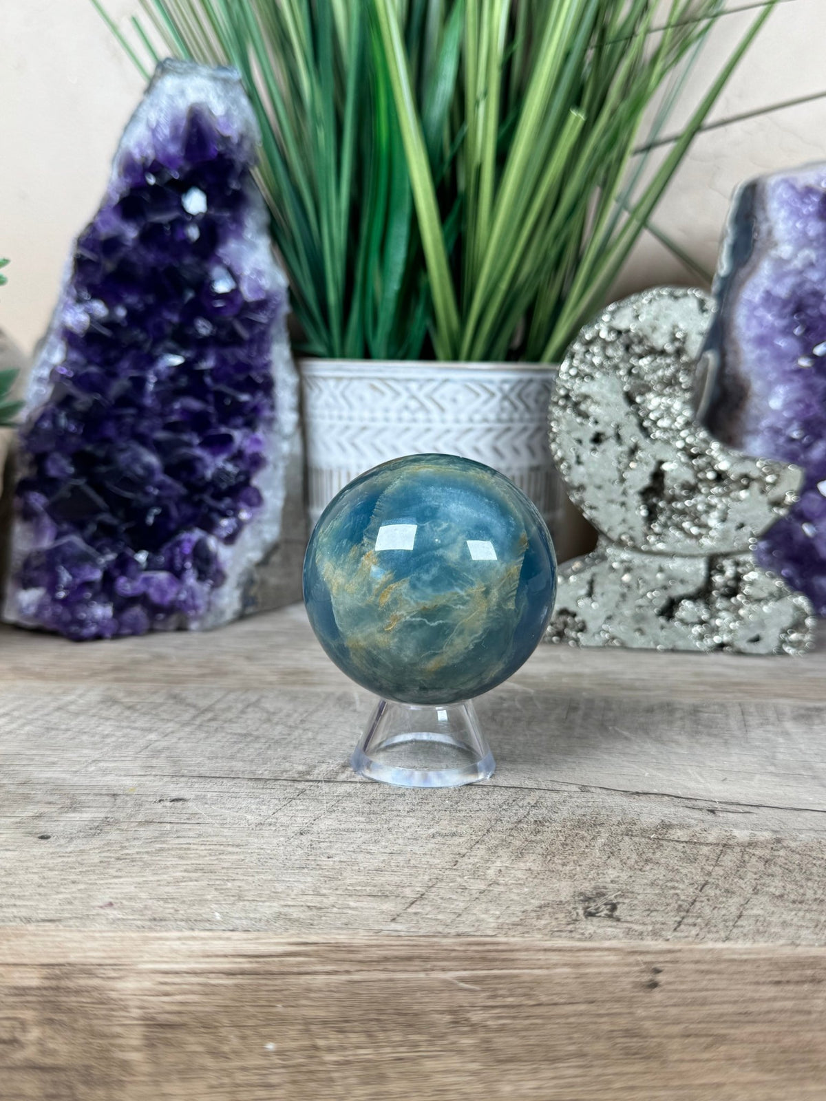 Blue Onyx Sphere 55mm/2.17in - Purple Door Alchemy