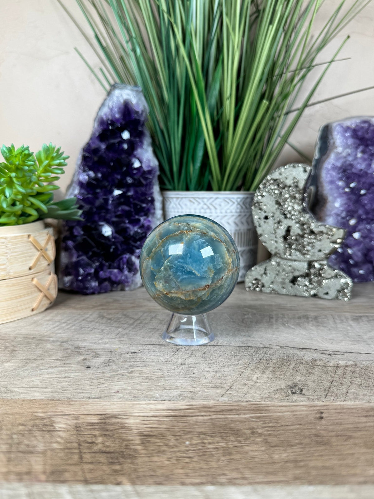 Blue Onyx Sphere 60mm/2.39in - Purple Door Alchemy