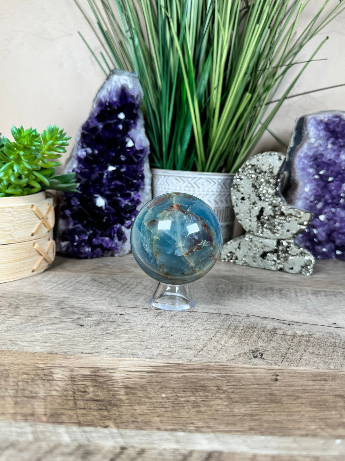 Blue Onyx Sphere 64mm/2.52in - Purple Door Alchemy
