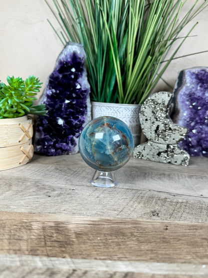 Blue Onyx Sphere 64mm/2.52in - Purple Door Alchemy
