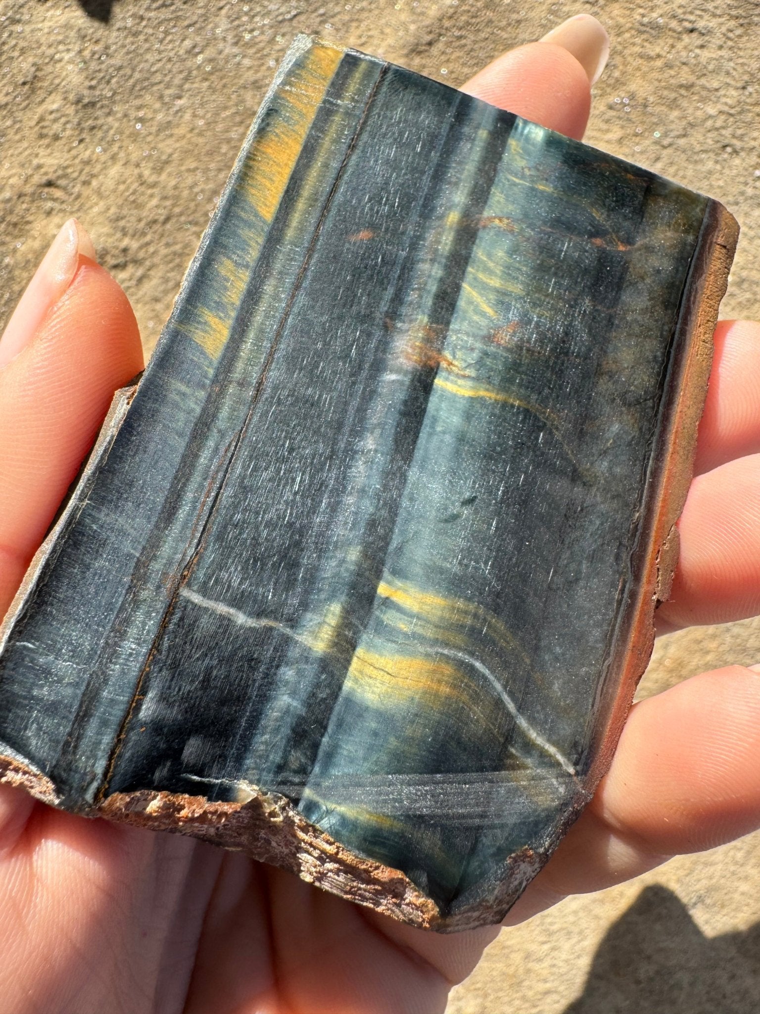 Blue Tigers Eye Slab 92g - Purple Door Alchemy