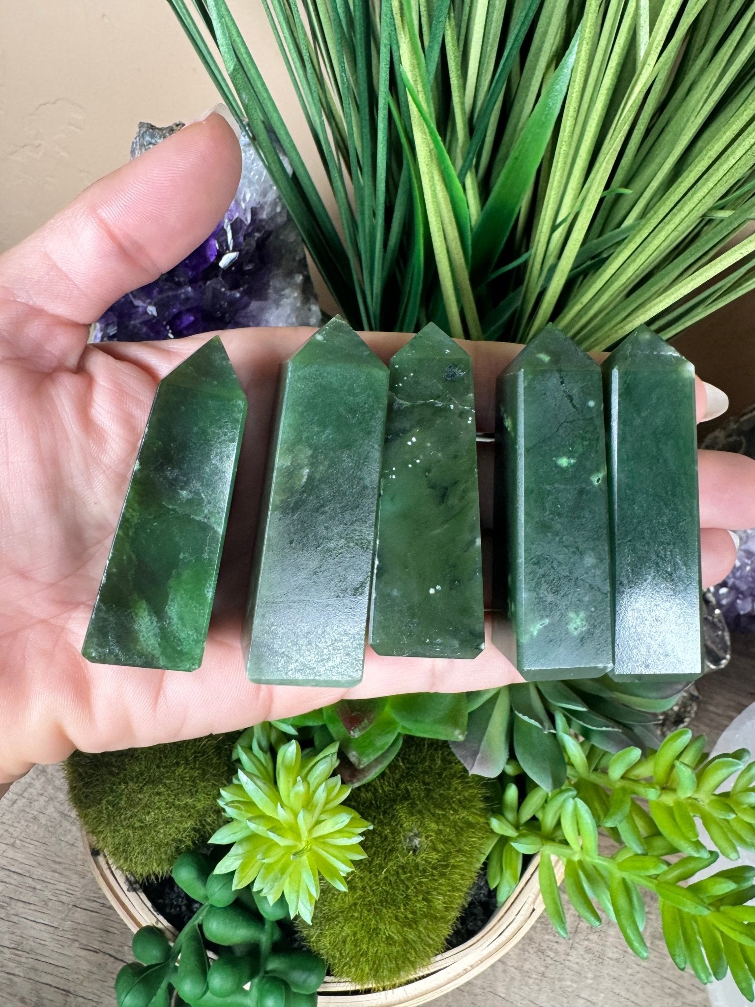Canadian Nephrite Jade Obelisk - Purple Door Alchemy