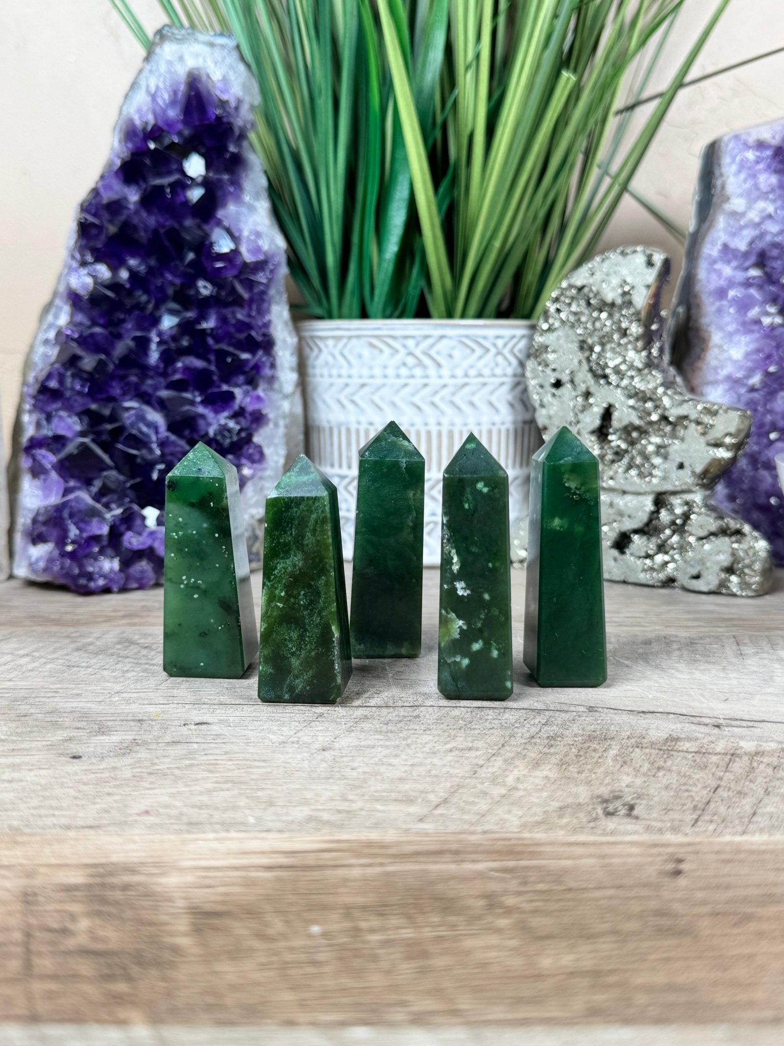 Canadian Nephrite Jade Obelisk - Purple Door Alchemy