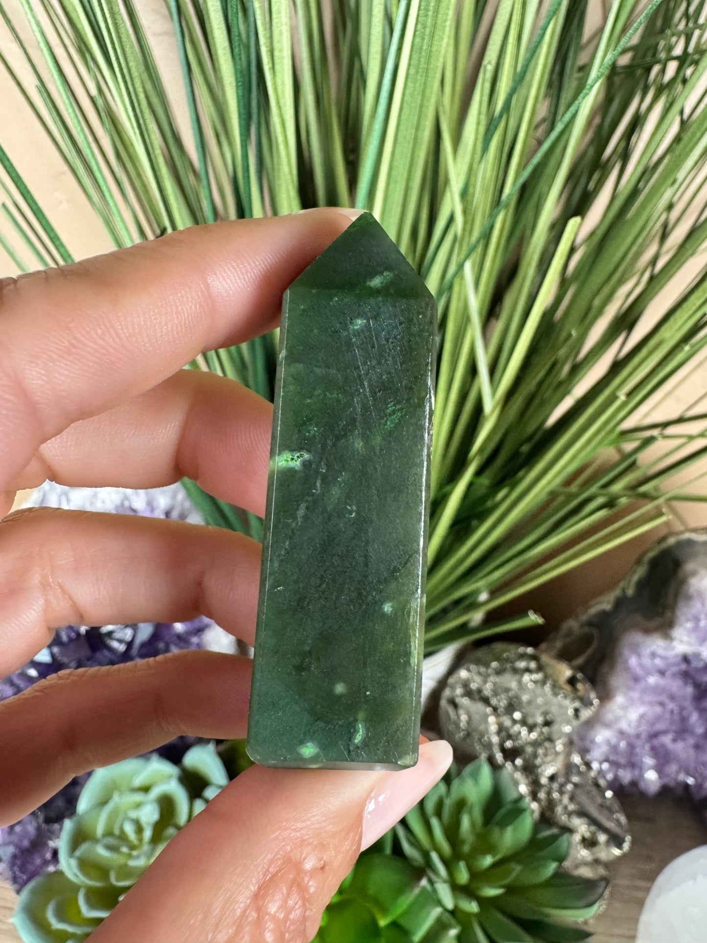 Canadian Nephrite Jade Obelisk - Purple Door Alchemy