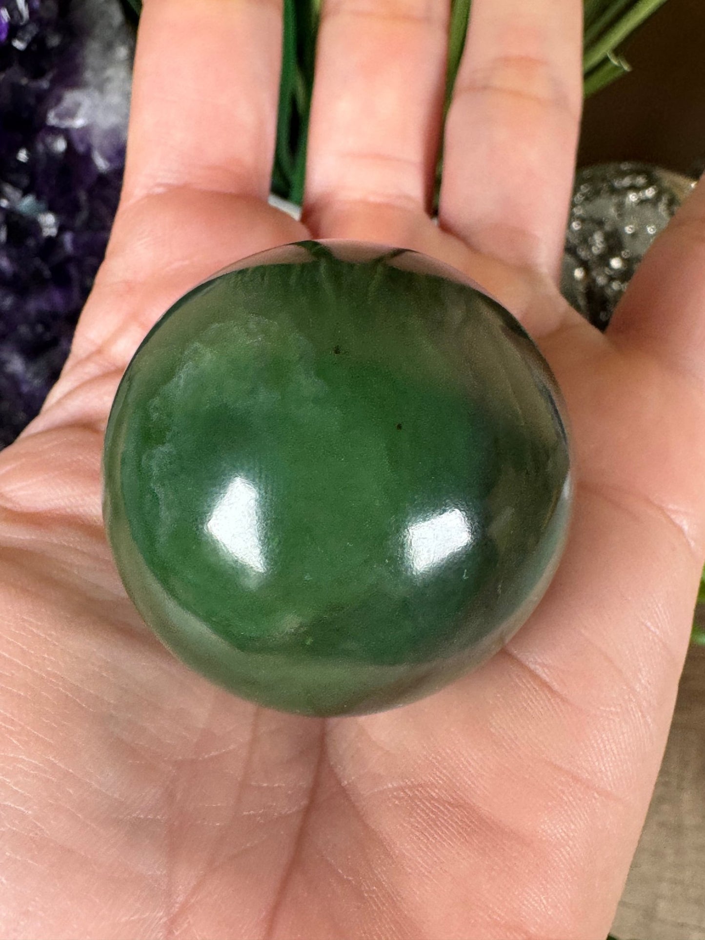 Canadian Nephrite Jade Sphere 41mm - Purple Door Alchemy