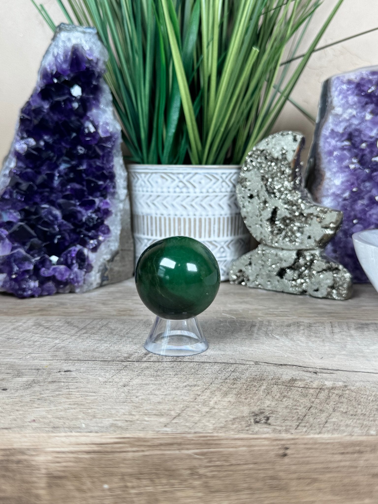 Canadian Nephrite Jade Sphere 41mm - Purple Door Alchemy