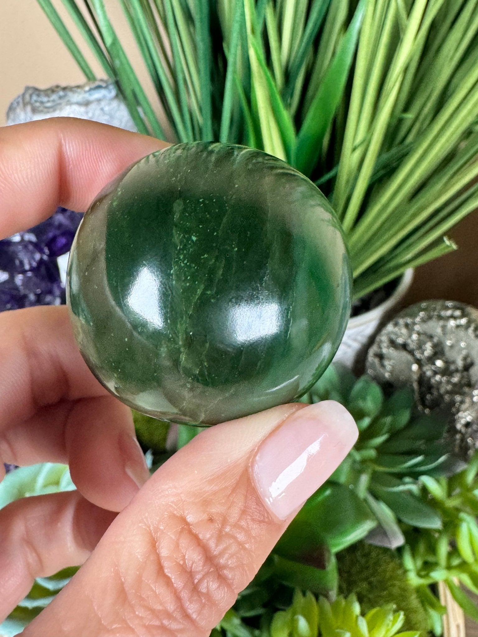Canadian Nephrite Jade Sphere 41mm - Purple Door Alchemy