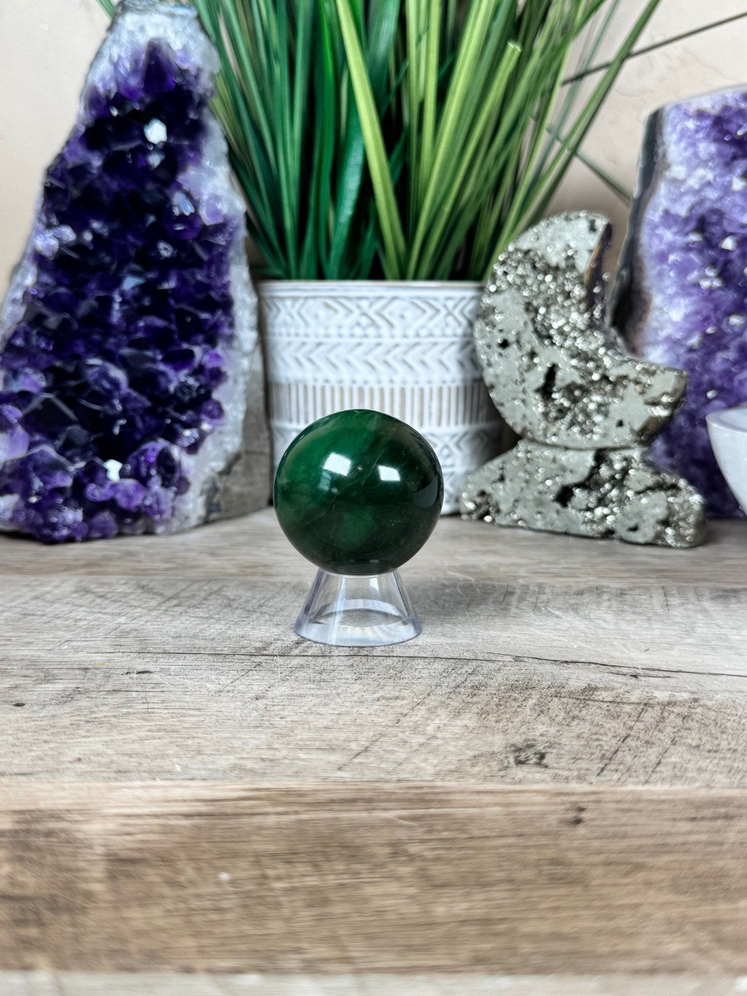 Canadian Nephrite Jade Sphere 41mm - Purple Door Alchemy