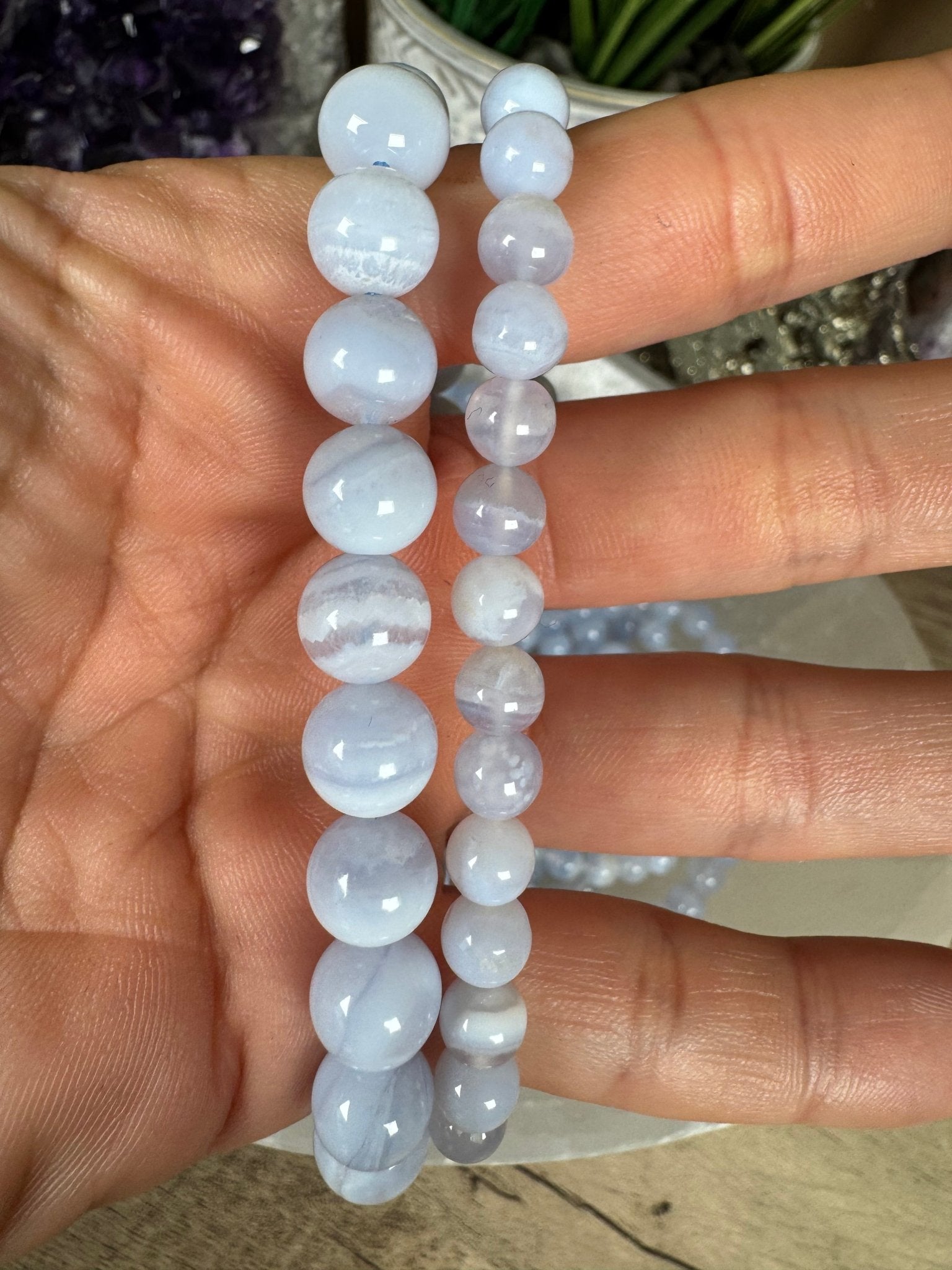 Chalcedony Blue Lace Agate Bracelet - Purple Door Alchemy