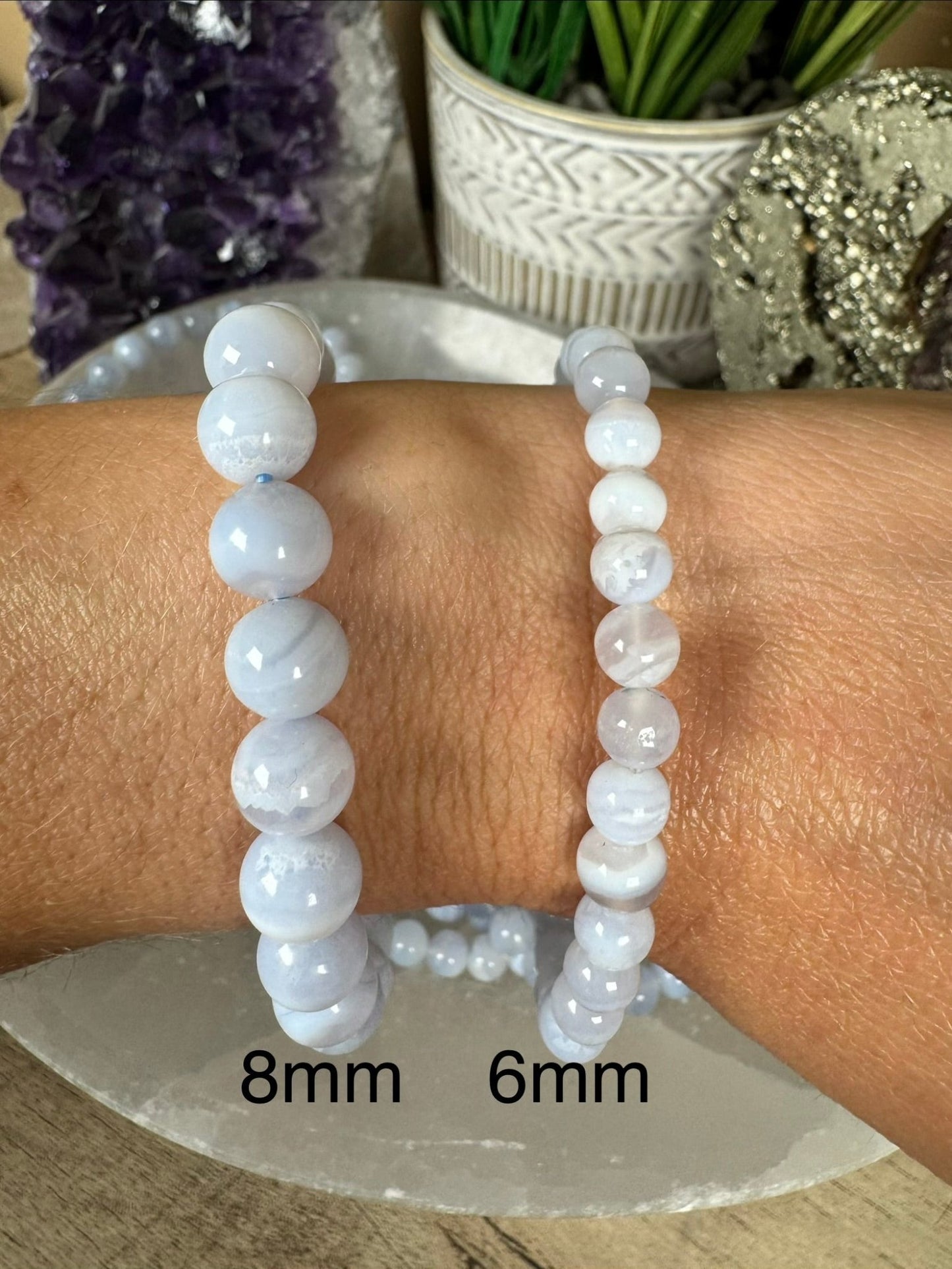 Chalcedony Blue Lace Agate Bracelet - Purple Door Alchemy