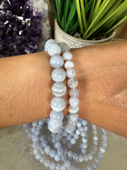 Chalcedony Blue Lace Agate Bracelet - Purple Door Alchemy