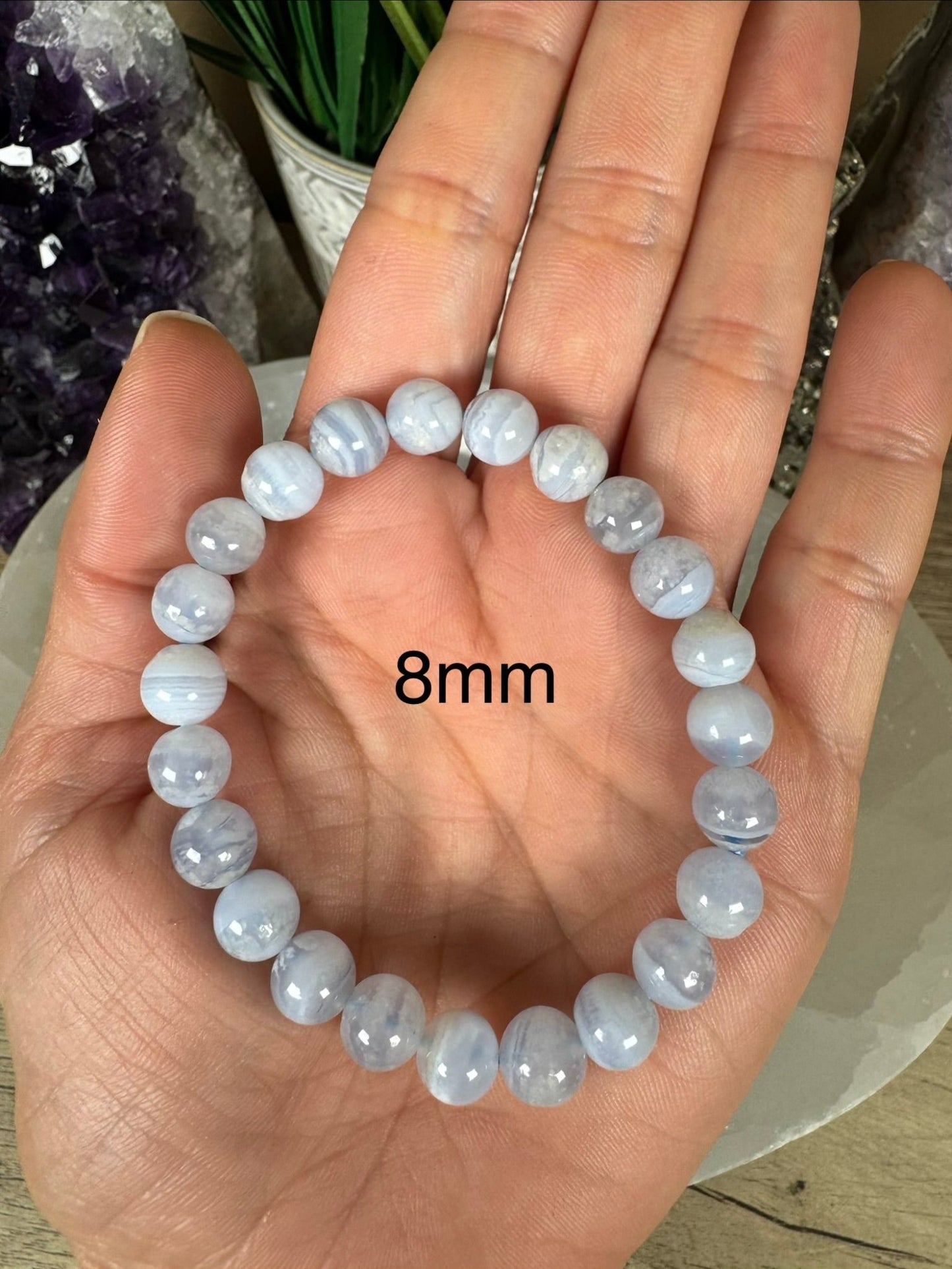 Chalcedony Blue Lace Agate Bracelet - Purple Door Alchemy
