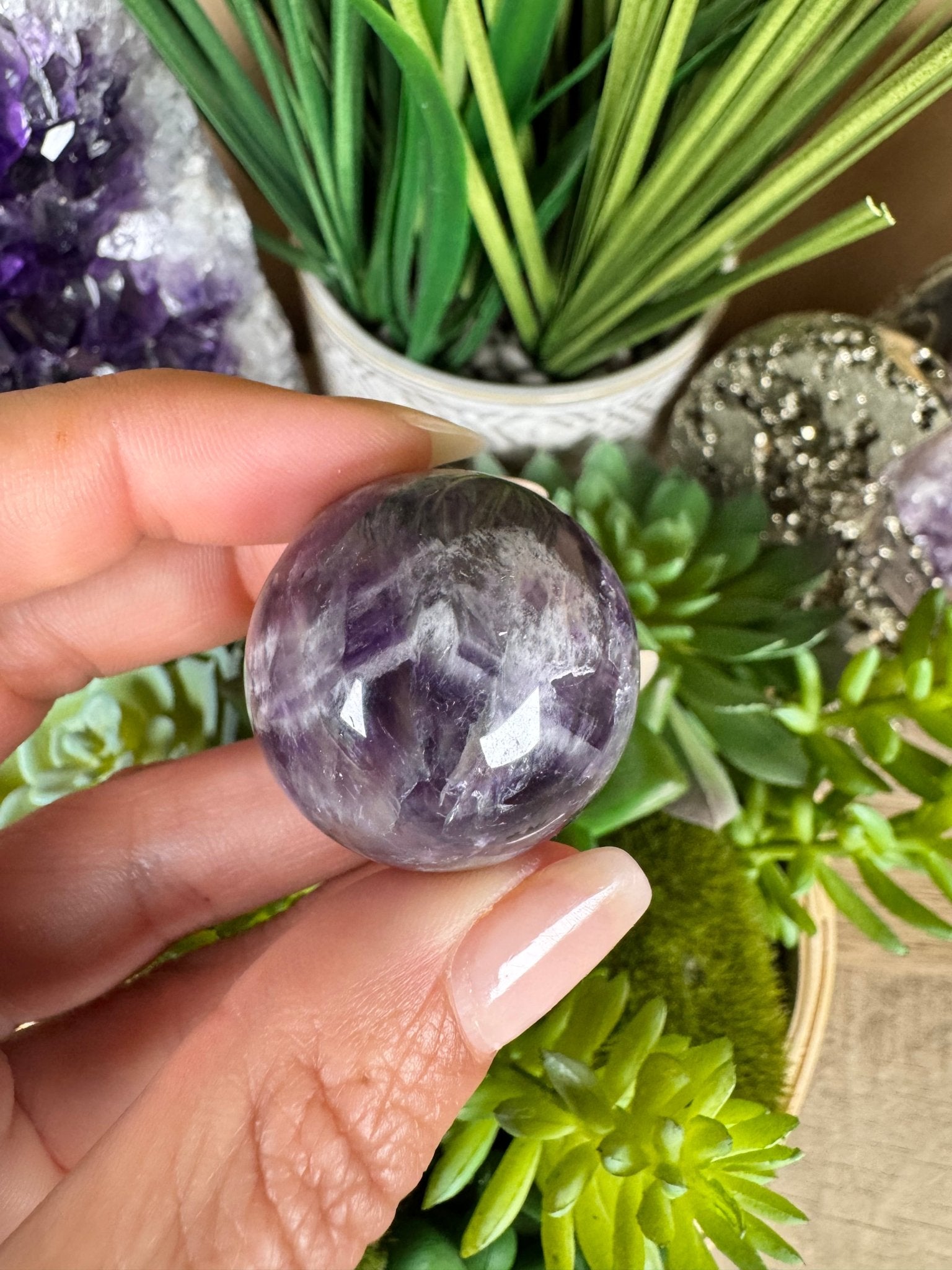 Chevron Amethyst Sphere 30mm - Purple Door Alchemy