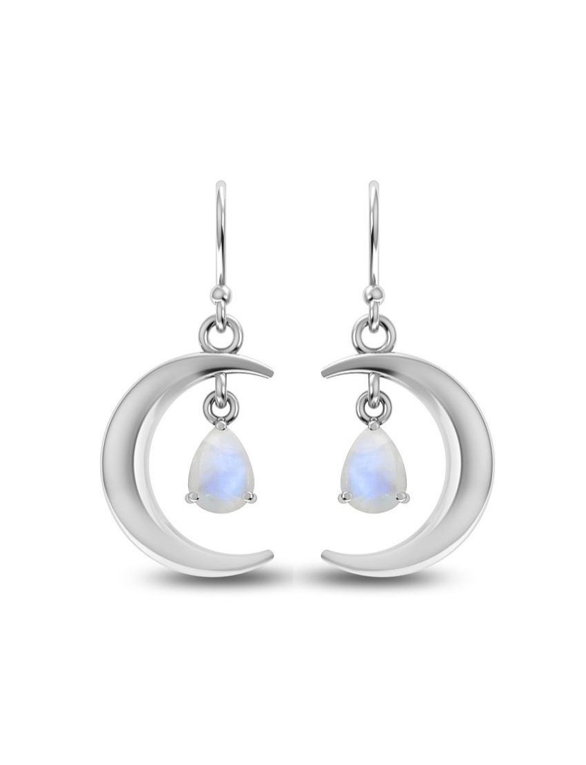 Crescent Moon Moonstone Earrings - Purple Door Alchemy