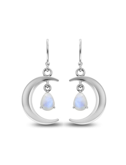 Crescent Moon Moonstone Earrings - Purple Door Alchemy