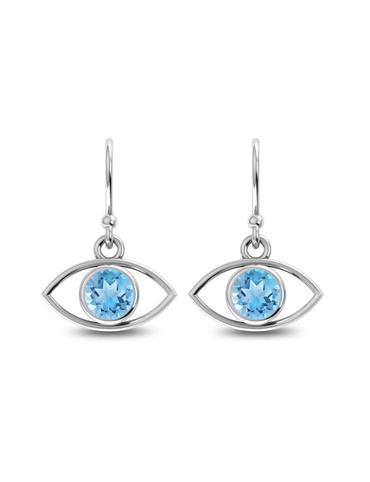 Evil Eye Blue Topaz Earrings - Purple Door Alchemy