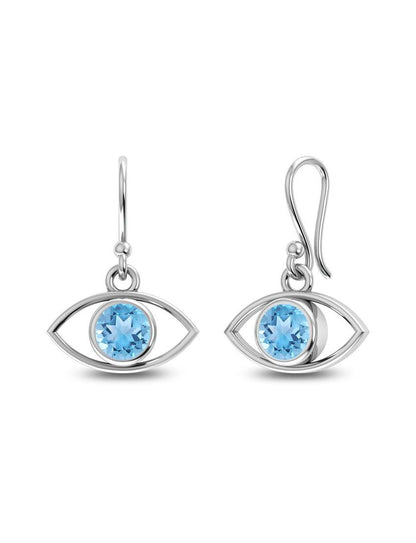 Evil Eye Blue Topaz Earrings - Purple Door Alchemy