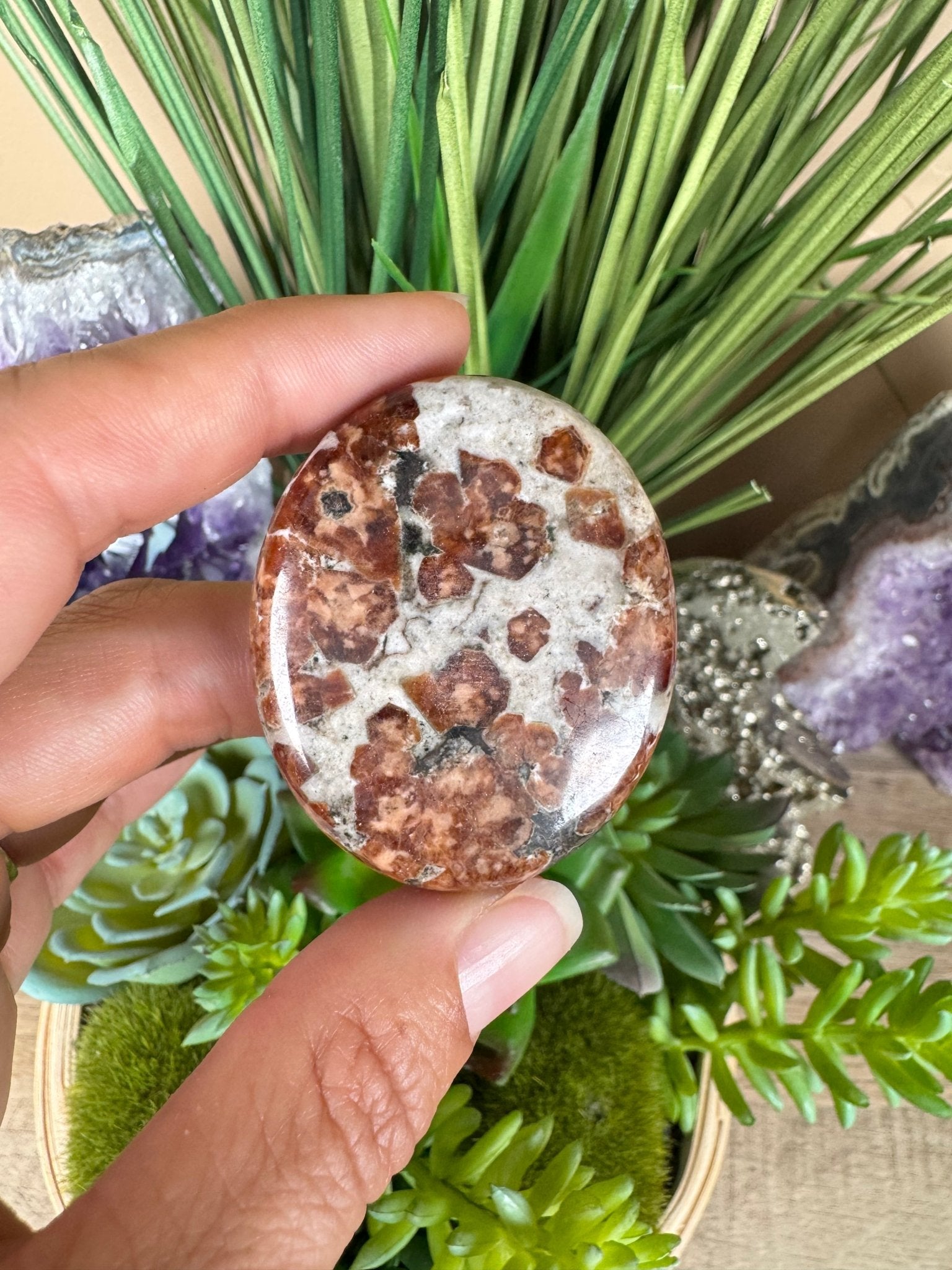 Garnet in Wollastonite Palm Stone - Purple Door Alchemy