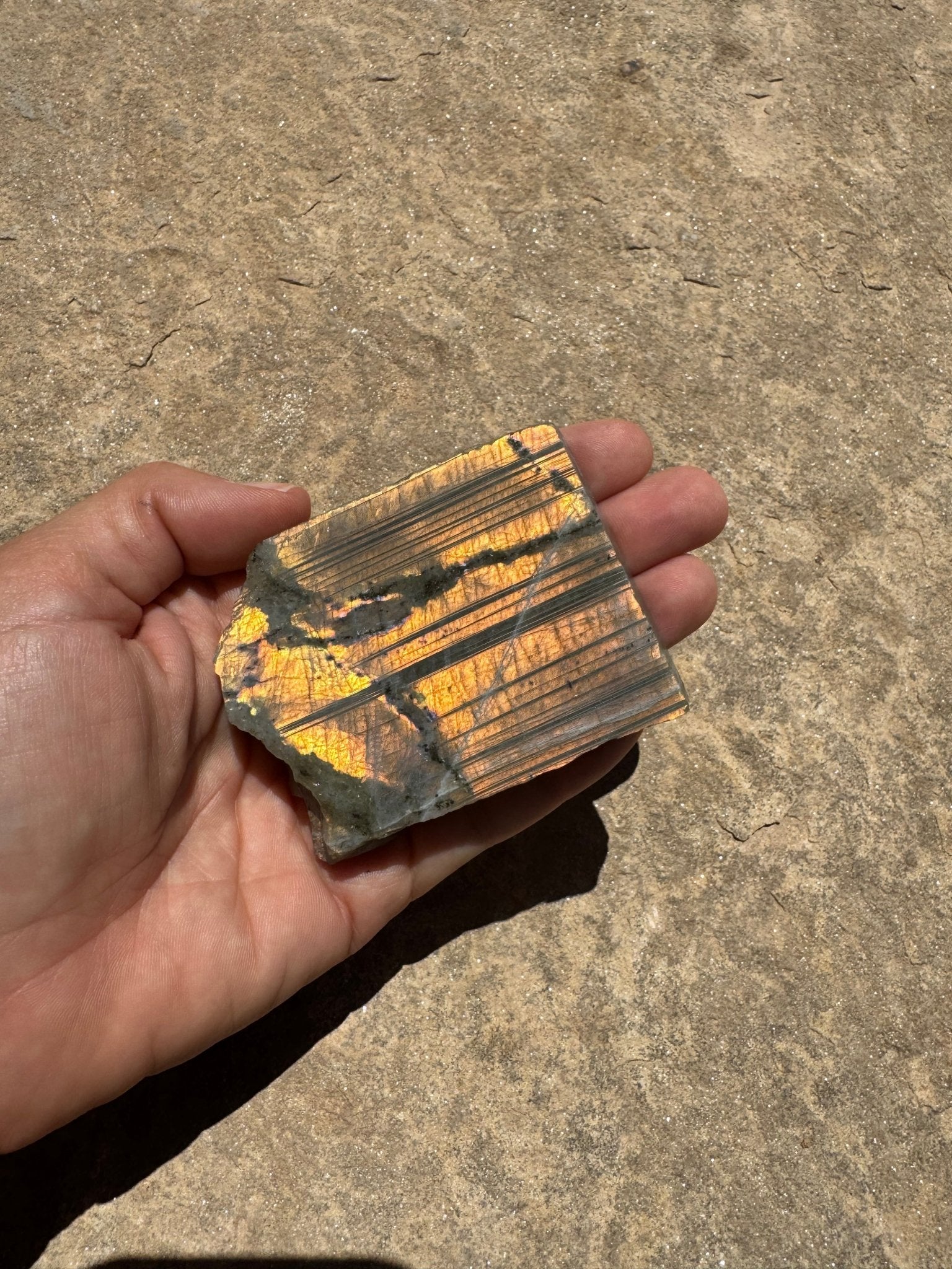 Golden Flash Labradorite Polished Slab 137g - Purple Door Alchemy