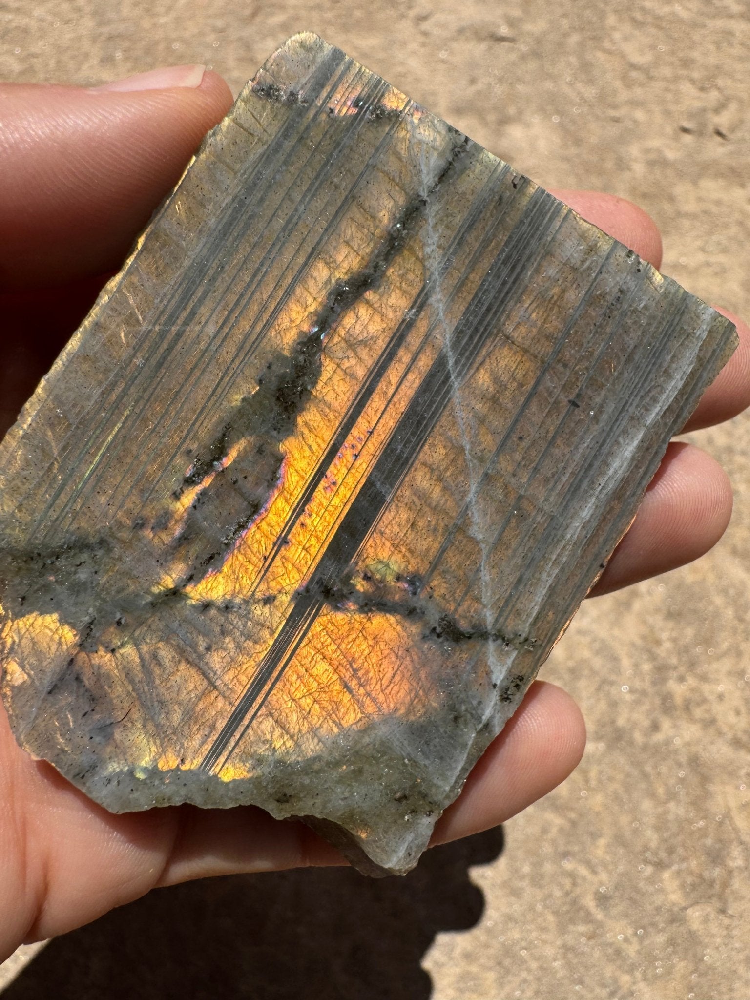 Golden Flash Labradorite Polished Slab 137g - Purple Door Alchemy