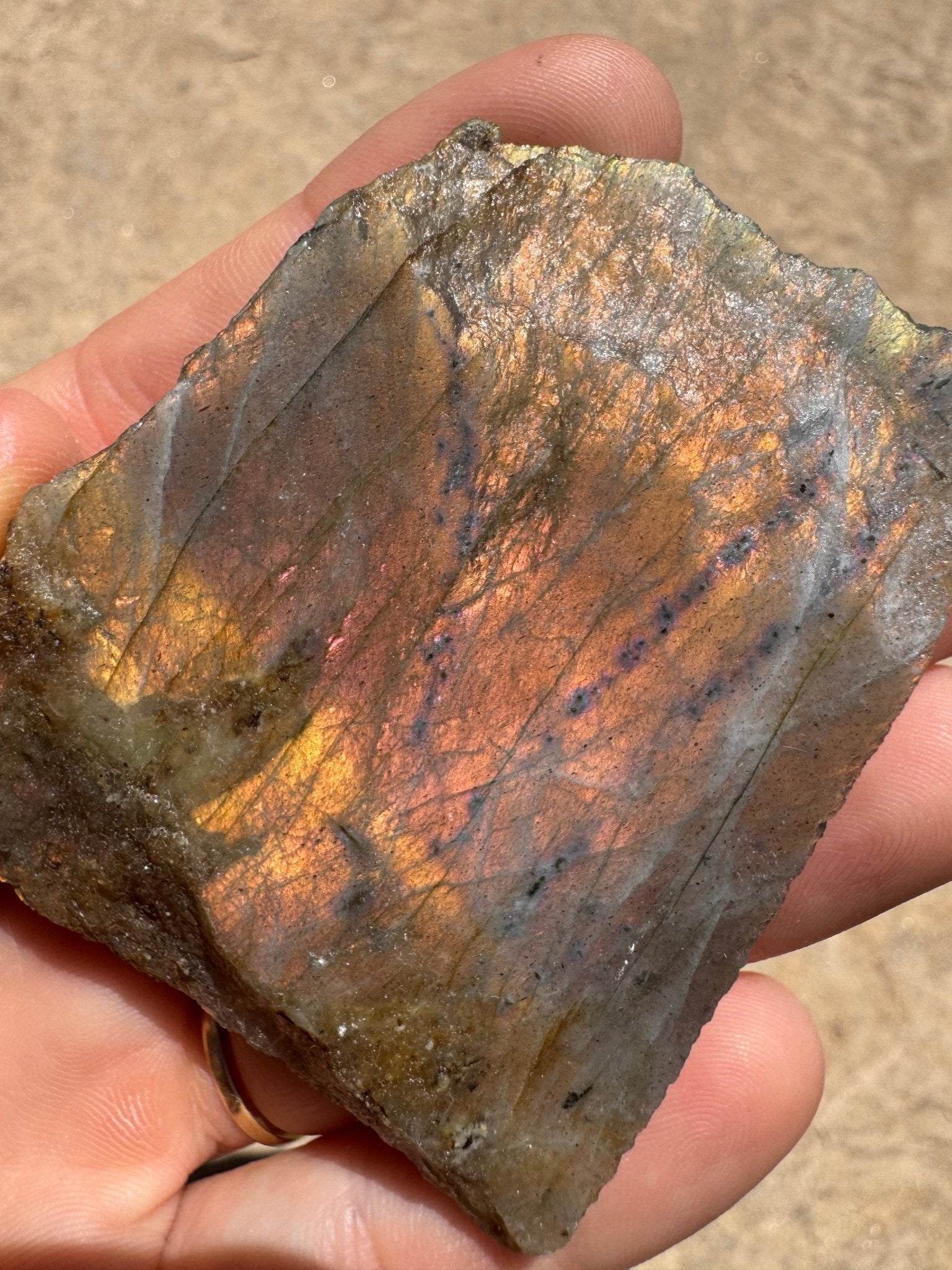 Golden Flash Labradorite Polished Slab 77g - Purple Door Alchemy