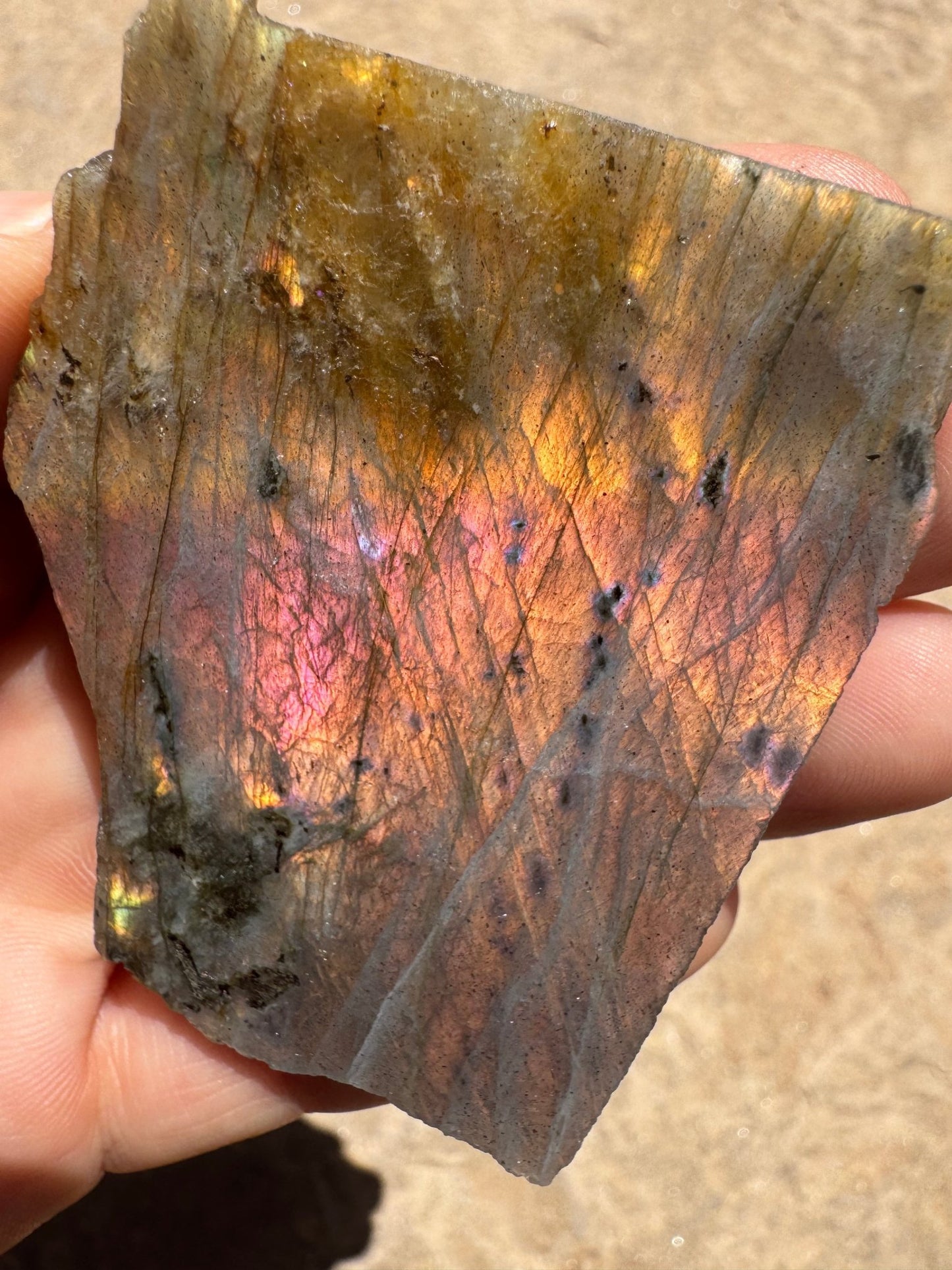 Golden Flash Labradorite Polished Slab 77g - Purple Door Alchemy