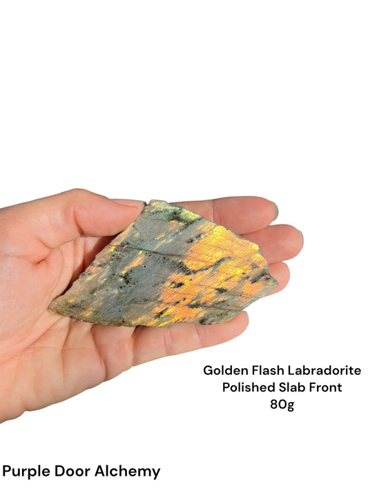 Golden Flash Labradorite Polished Slab 80g - Purple Door Alchemy