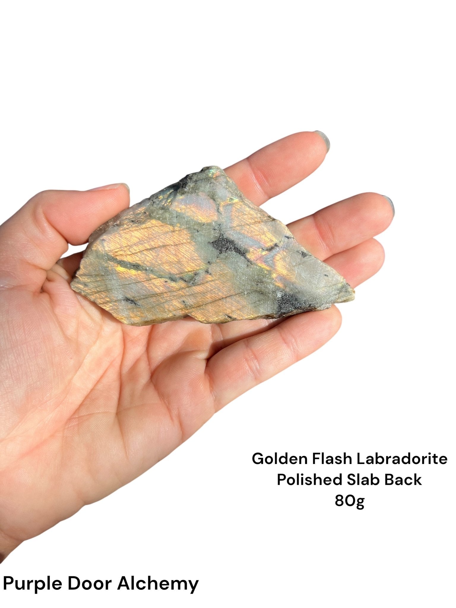 Golden Flash Labradorite Polished Slab 80g - Purple Door Alchemy