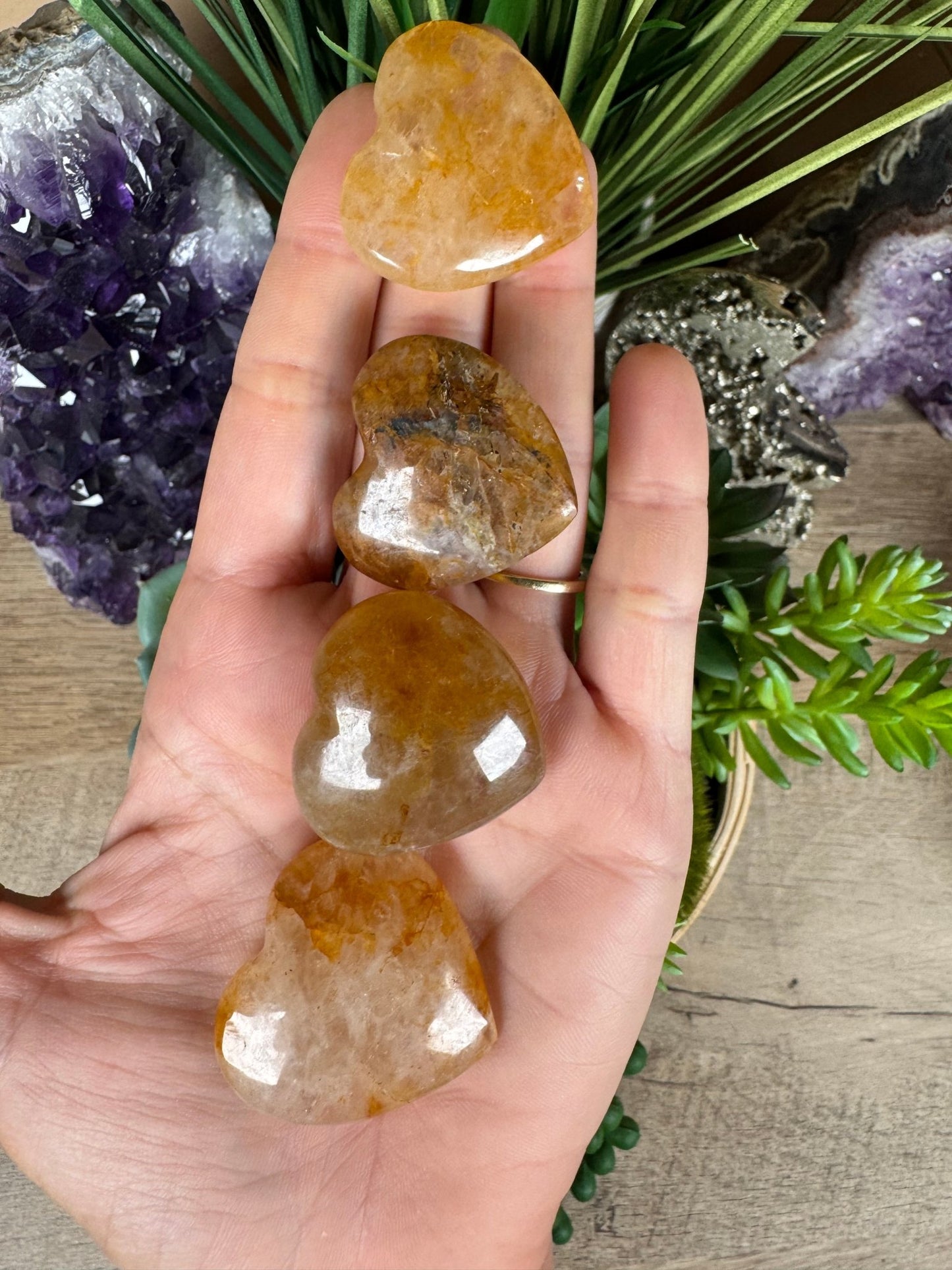 Golden Healer Quartz Heart - Purple Door Alchemy