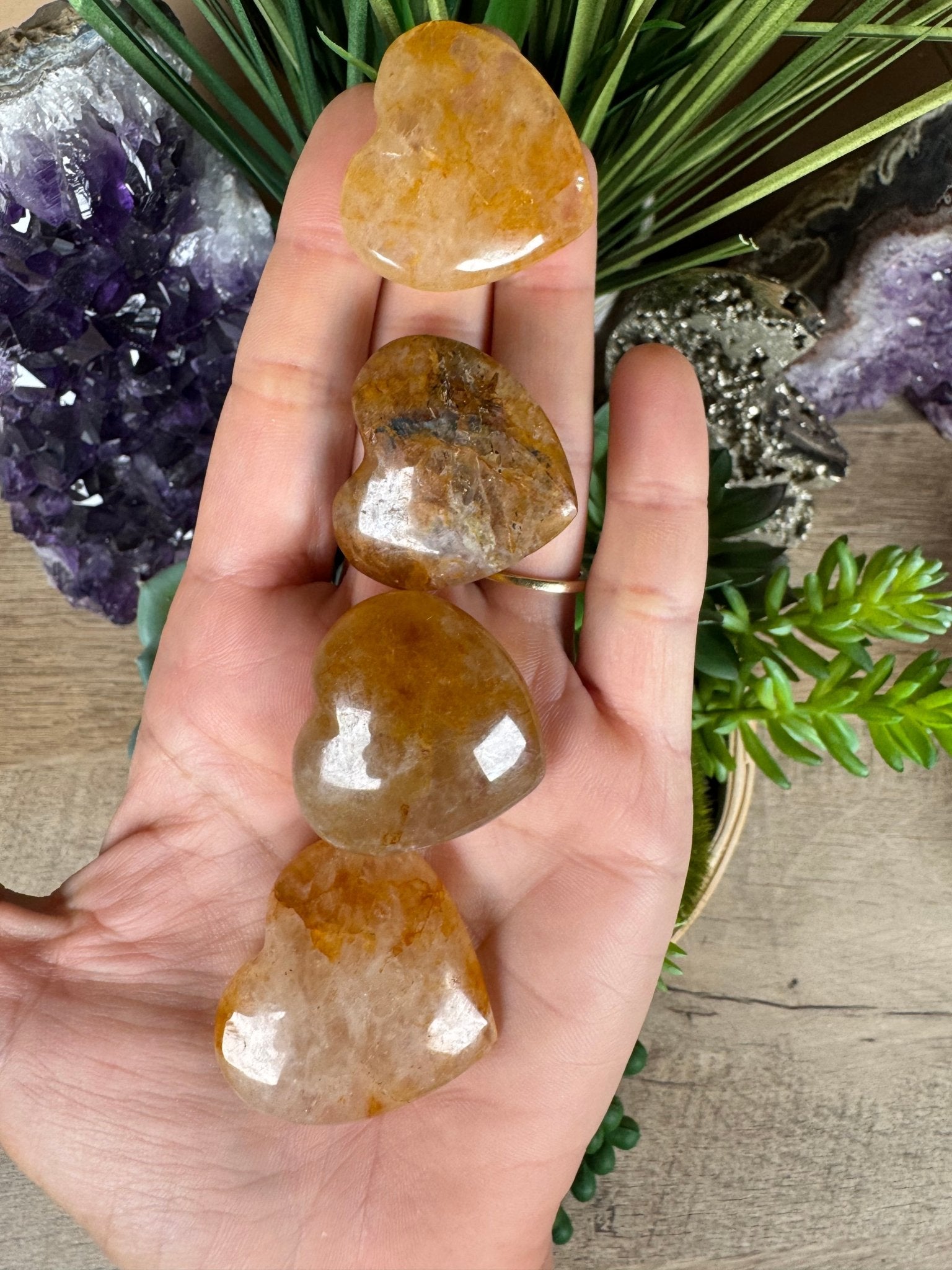 Golden Healer Quartz Heart - Purple Door Alchemy