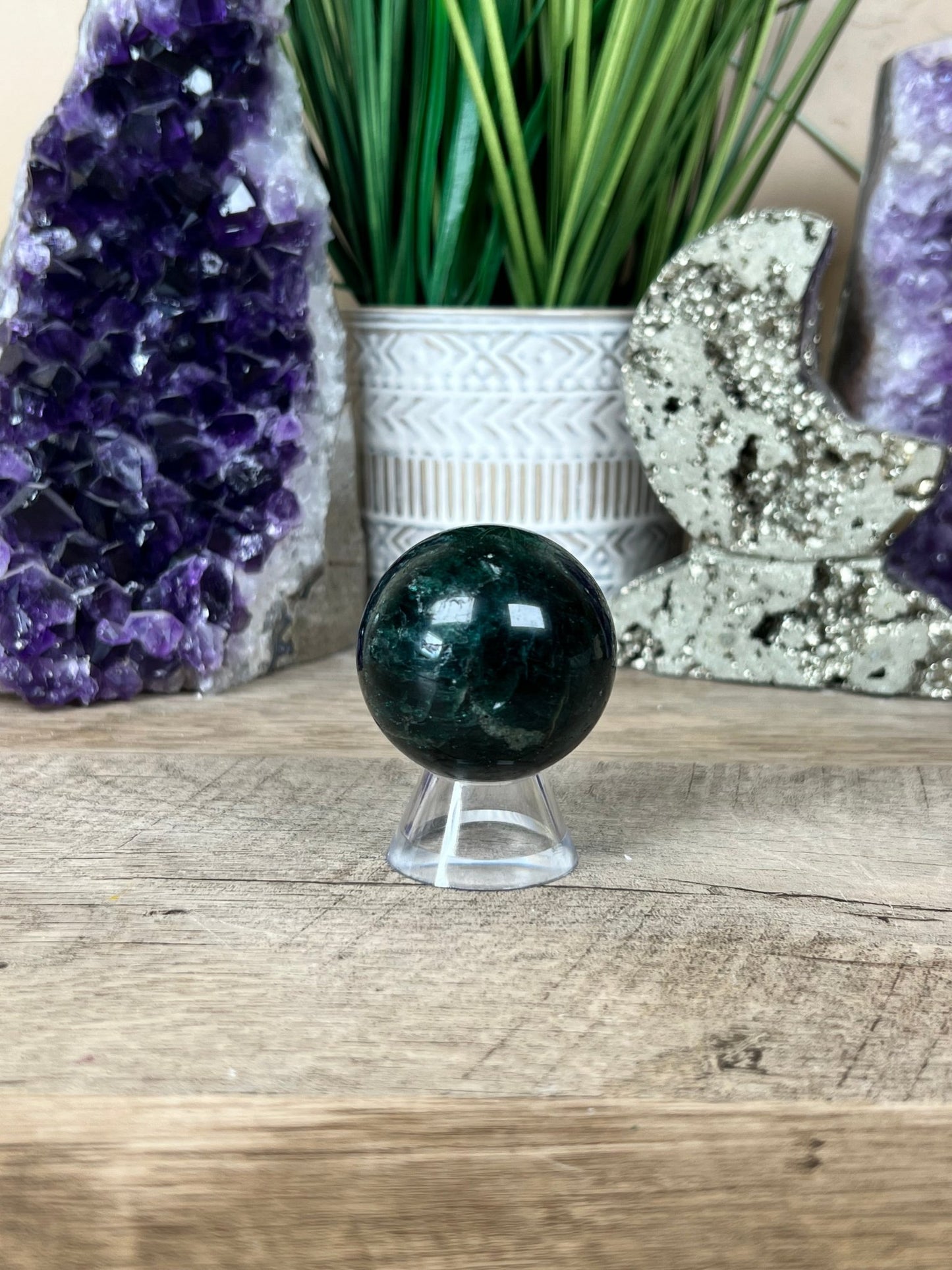 Green Apatite Sphere 42mm (1.65 inches) - Purple Door Alchemy