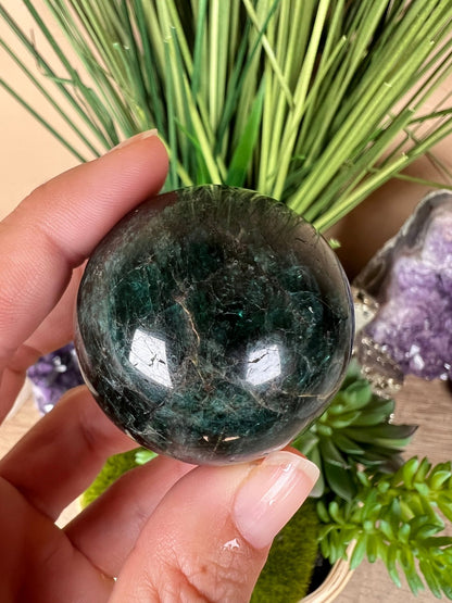 Green Apatite Sphere 42mm (1.65 inches) - Purple Door Alchemy