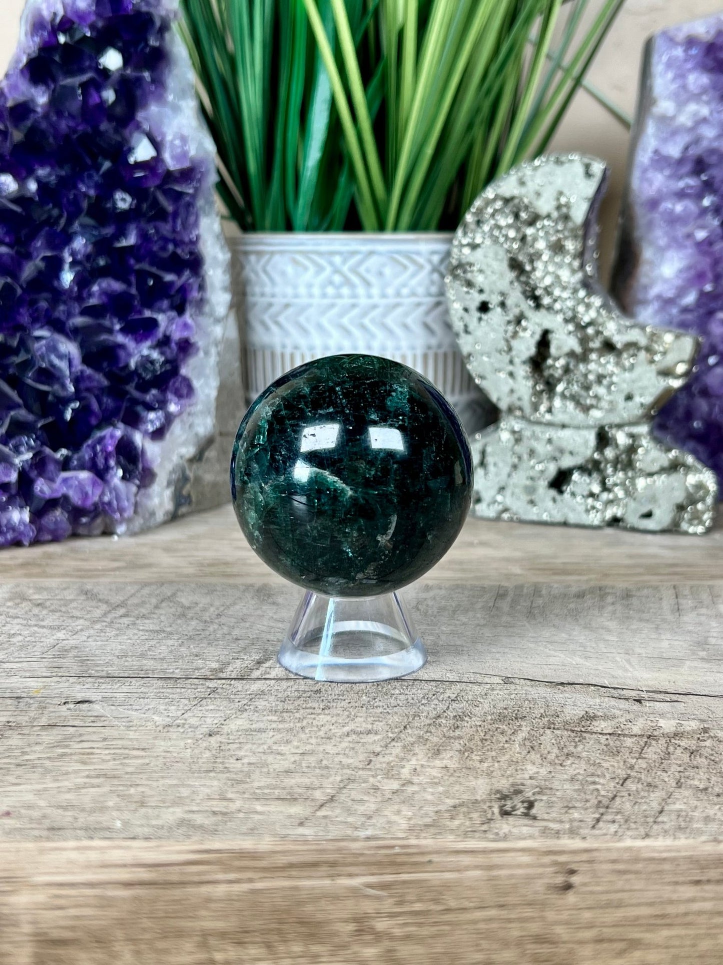 Green Apatite Sphere 51mm (2.0 inches) - Purple Door Alchemy