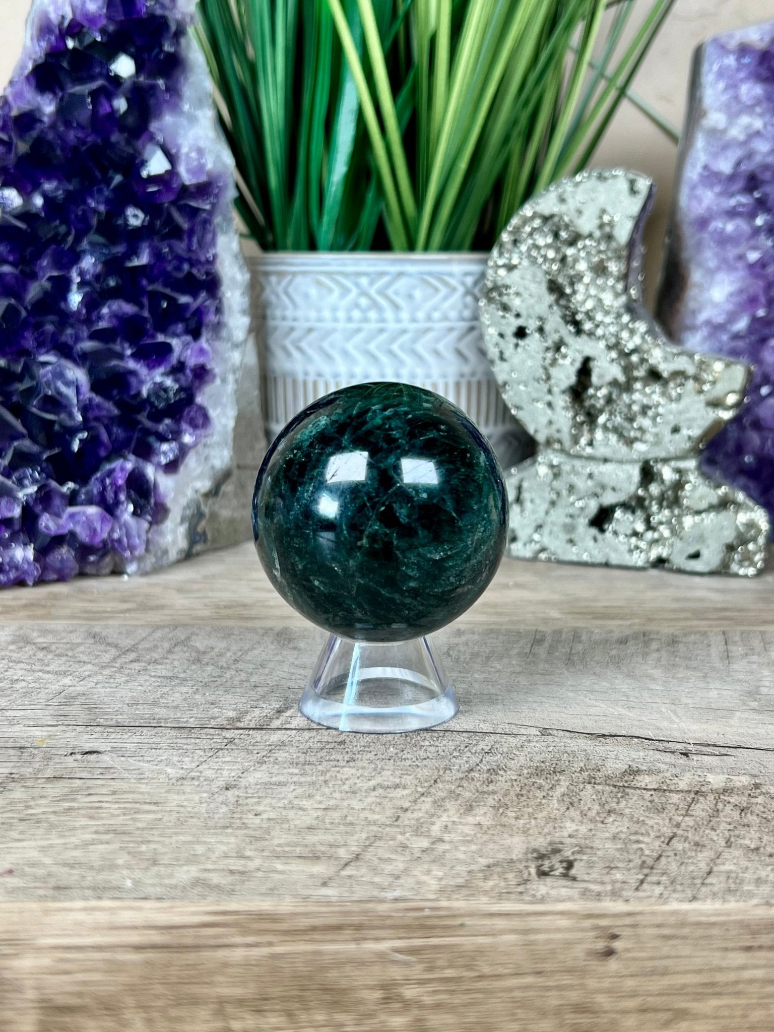 Green Apatite Sphere 51mm (2.0 inches) - Purple Door Alchemy